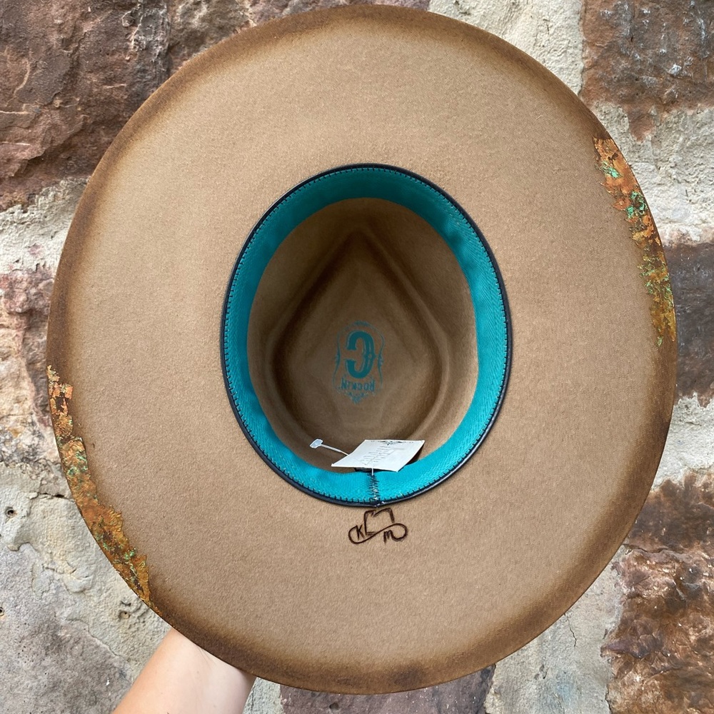 SOLD READ DESCRIPTION BELOW New Rockin C Hand burned hat Sz Medium - Picture 6 of 7